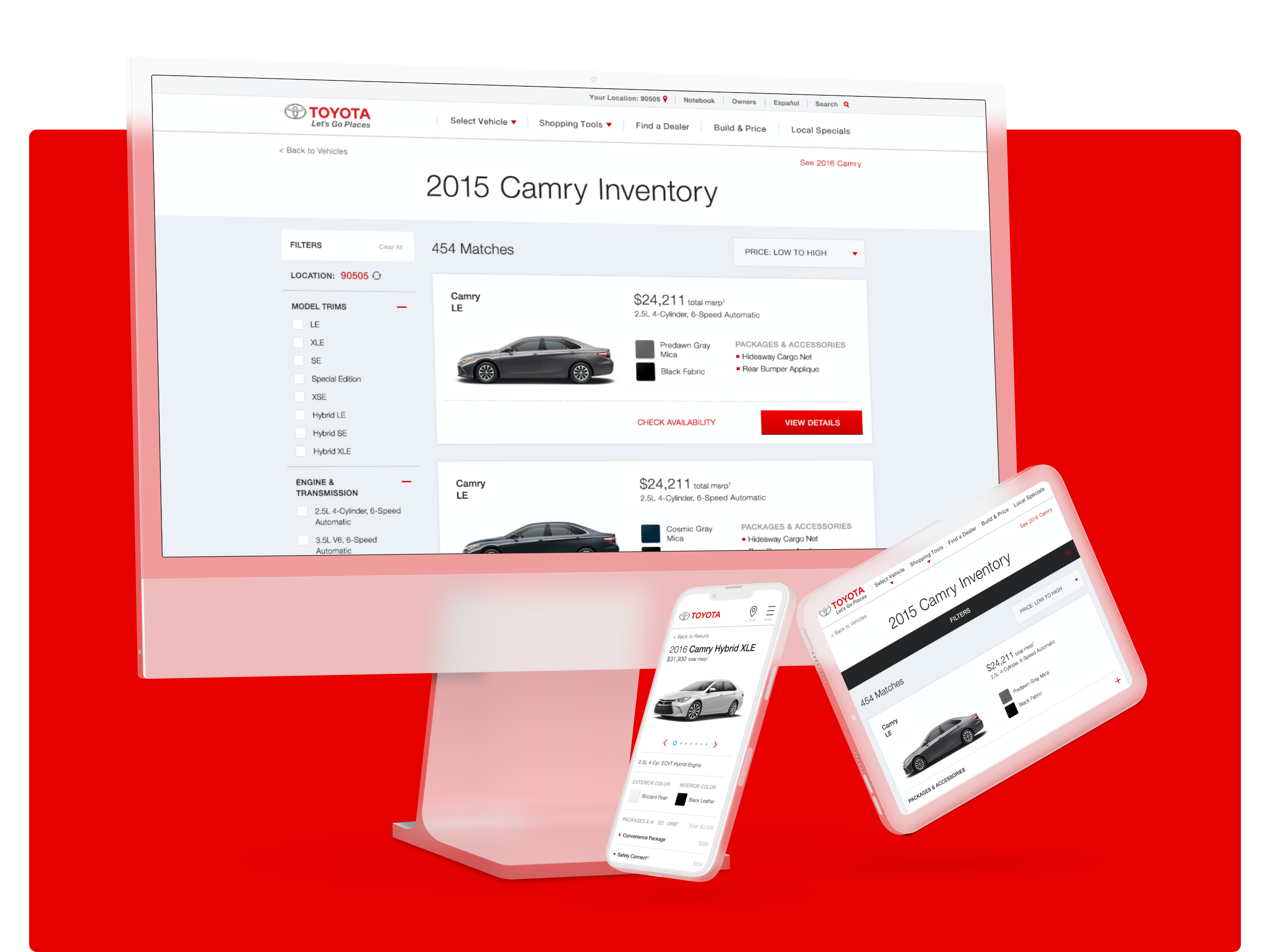 Finding your next car in the Toyota Inventory